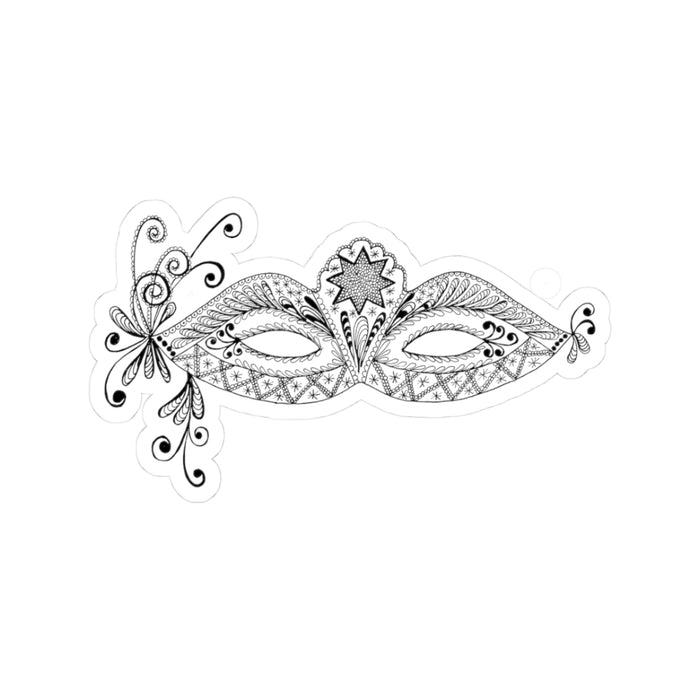 Masquerade Mask Kiss-Cut Sticker — Intricate Black & White Carnival Decal