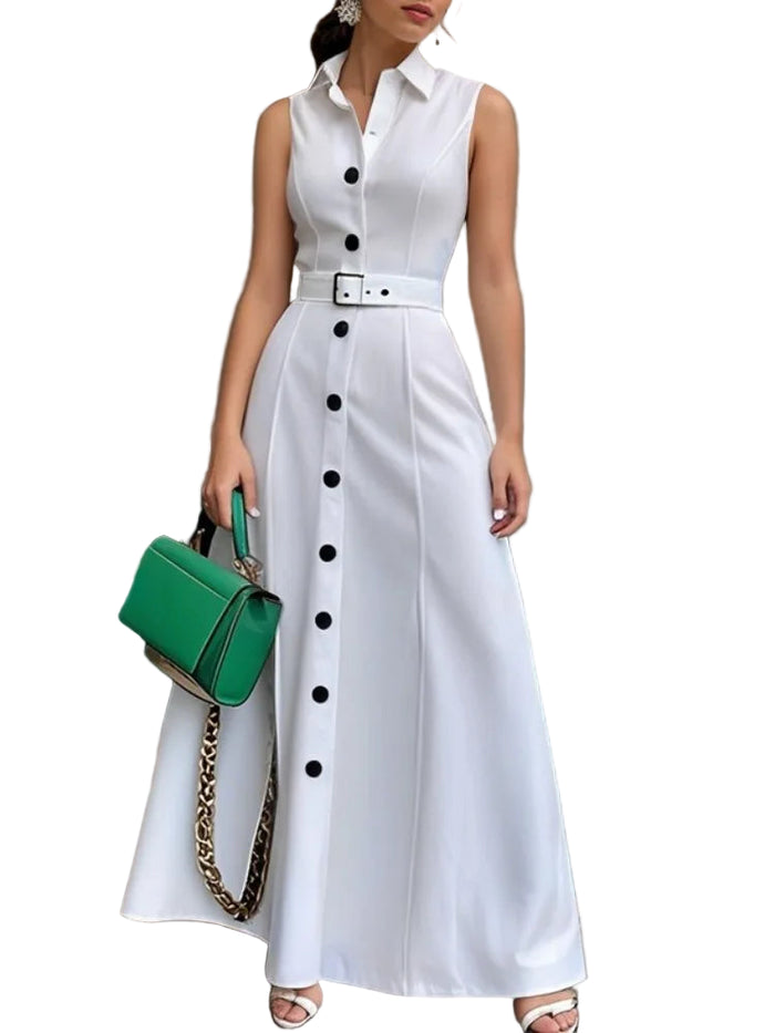 Sleeveless Belted Maxi Dress
