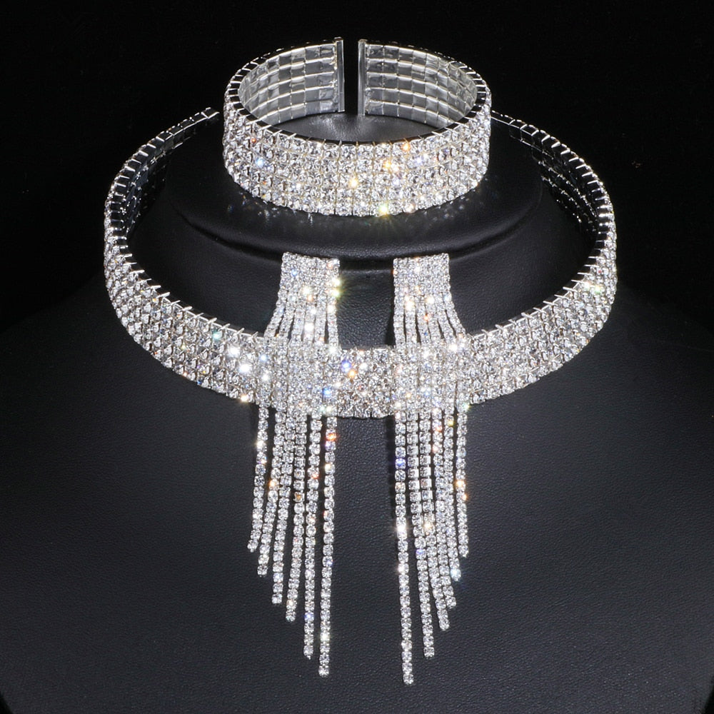 Classic Elegant Necklace Earrings Bracelet