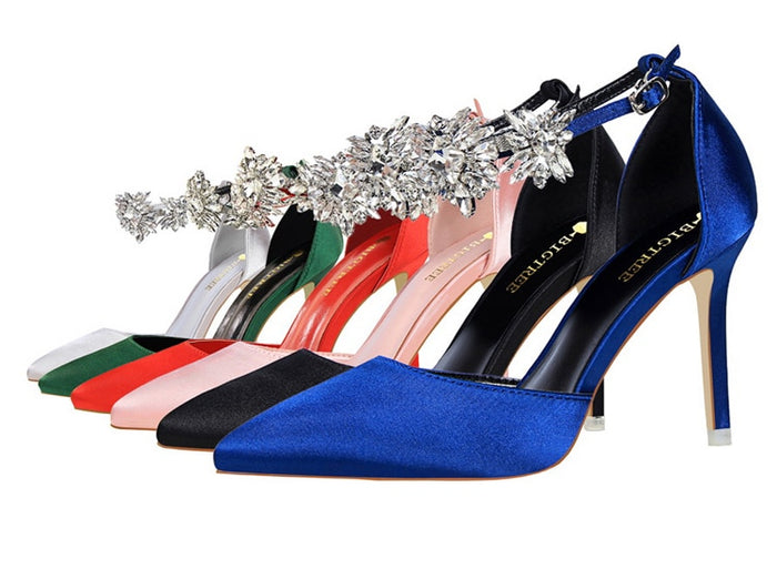Women Pumps Satin High-heeled Sandals